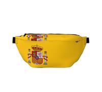 Waist Pack For Men And Women With Adjustable Shoulder Strap Large Hiking Waist Pack For Running, Cycling, Spanish Flag Patterns, Black, One Size
