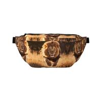 Waist Pack for Men and Women with Adjustable Shoulder Strap Large Hiking Waist Pack for Running, Cycling, North American Lion Running Patterns