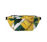 Waist Pack For Men And Women With Adjustable Shoulder Strap Large Hiking Waist Pack For Running, Cycling, Yellow Green Marble Patterns, Black, One Size