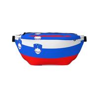 Waist Pack for Men and Women with Adjustable Shoulder Strap Large Hiking Waist Pack for Running, Cycling, Flag of Slovenia Patterns