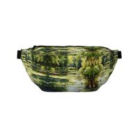 Waist Pack for Men and Women with Adjustable Shoulder Strap Large Hiking Waist Pack for Running, Cycling, Water Lilies in The Pond Patterns