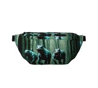 Waist Pack For Men And Women With Adjustable Shoulder Strap Large Hiking Waist Pack For Running, Cycling, Three Dinosaurs Patterns, Black, One Size