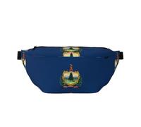 Waist Pack for Men and Women with Adjustable Shoulder Strap Large Hiking Waist Pack for Running, Cycling, Vermont State Flag Patterns