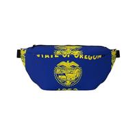 Waist Pack For Men And Women With Adjustable Shoulder Strap Large Hiking Waist Pack For Running, Cycling, Oregon State Flag Patterns, Black, One Size