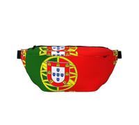 Waist Pack For Men And Women With Adjustable Shoulder Strap Large Hiking Waist Pack For Running, Cycling, Portuguese Flag Patterns, Black, One Size