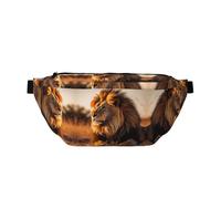 Waist Pack for Men and Women with Adjustable Shoulder Strap Large Hiking Waist Pack for Running, Cycling, North American Lion Patterns
