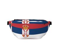 Waist Pack for Men and Women with Adjustable Shoulder Strap Large Hiking Waist Pack for Running, Cycling, Flag of Serbia Patterns