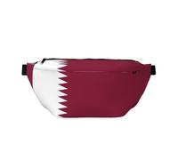 Waist Pack For Men And Women With Adjustable Shoulder Strap Large Hiking Waist Pack For Running, Cycling, Qatar Flag Patterns, Black, One Size
