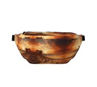 Waist Pack for Men and Women with Adjustable Shoulder Strap Large Hiking Waist Pack for Running, Cycling, Wheat Patterns