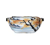 Waist Pack For Men And Women With Adjustable Shoulder Strap Large Hiking Waist Pack For Running, Cycling, Tree At The Water'S Edge Patterns, Black, One Size