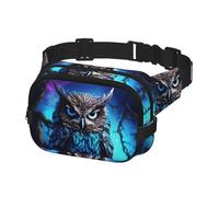 Waist Pack for Men Women Crossbody Belt Bag Blue Owl Waist Bag Travel Fanny Pack Bum Bags, Black, One Size