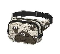 Waist Pack for Men Women Crossbody Belt Bag Cartoon Black White Sheep Waist Bag Travel Fanny Pack Bum Bags, Black, One Size