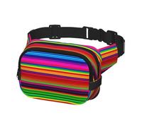 Waist Pack for Men Women Crossbody Belt Bag Colorful Mexican Stripes Waist Bag Travel Fanny Pack Bum Bags, Black, One Size