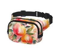 Waist Pack for Men Women Crossbody Belt Bag Colorful Peach Watercolor Design Waist Bag Travel Fanny Pack Bum Bags, Black, One Size