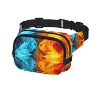 Waist Pack for Men Women Crossbody Belt Bag Fire vs ice art Waist Bag Travel Fanny Pack Bum Bags, Black, One Size