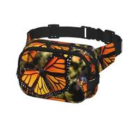 Waist Pack for Men Women Crossbody Belt Bag Heaps of Orange Monarch Butterflies Waist Bag Travel Fanny Pack Bum Bags, Black, One Size