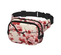 Waist Pack for Men Women Crossbody Belt Bag Japanese Floral Cherry Blossom Waist Bag Travel Fanny Pack Bum Bags, Black, One Size