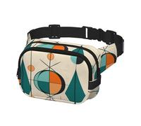 Waist Pack for Men Women Crossbody Belt Bag Mid Century Geometric Waist Bag Travel Fanny Pack Bum Bags, Black, One Size