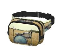 Waist Pack for Men Women Crossbody Belt Bag Music Drum in Field Waist Bag Travel Fanny Pack Bum Bags, Black, One Size