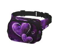 Waist Pack for Men Women Crossbody Belt Bag Purple Hearts Waist Bag Travel Fanny Pack Bum Bags, Black, One Size