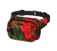 Waist Pack for Men Women Crossbody Belt Bag Red geraniums1 Waist Bag Travel Fanny Pack Bum Bags, Black, One Size