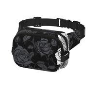 Waist Pack for Men Women Crossbody Belt Bag Rose gothic Waist Bag Travel Fanny Pack Bum Bags, Black, One Size