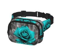 Waist Pack for Men Women Crossbody Belt Bag Teal Grey Rose Waist Bag Travel Fanny Pack Bum Bags, Black, One Size