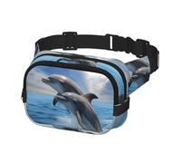 Waist Pack for Men Women Crossbody Belt Bag Two Dolphins Waist Bag Travel Fanny Pack Bum Bags, Black, One Size