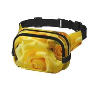 Waist Pack for Men Women Crossbody Belt Bag Yellow Rose Waist Bag Travel Fanny Pack Bum Bags, Black, One Size