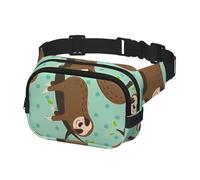 Waist Pack for Running Fanny Pack for Women and Men Crossbody Belt Bag Bum Bag, Cute Animal Sloth and Polka Dots