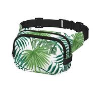 Waist Pack for Running Fanny Pack for Women and Men Crossbody Belt Bag Bum Bag, Green Palm Treen Leaves