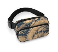 Waist Pack for Women Crossbody Blue Oriental DragonBelt Bag Zipper Pockets Adjustable Strap Waist Wallet Hip Pack for Traveling Cycling Running Hiking, style, 20x13cm