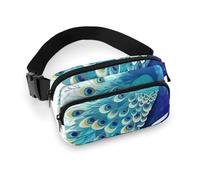 Waist Pack for Women Crossbody Cartoon Blue PeacockBelt Bag Zipper Pockets Adjustable Strap Waist Wallet Hip Pack for Traveling Cycling Running Hiking, style, 20x13cm