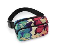 Waist Pack for Women Crossbody Colorful Butterfly PatternBelt Bag Zipper Pockets Adjustable Strap Waist Wallet Hip Pack for Traveling Cycling Running Hiking, style, 20x13cm