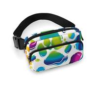 Waist Pack for Women Crossbody Colorful Dog Paw PrintBelt Bag Zipper Pockets Adjustable Strap Waist Wallet Hip Pack for Traveling Cycling Running Hiking, style, 20x13cm
