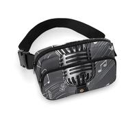 Waist Pack for Women Crossbody Microphone with Music NotesBelt Bag Zipper Pockets Adjustable Strap Waist Wallet Hip Pack for Traveling Cycling Running Hiking, style, 20x13cm