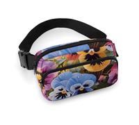 Waist Pack for Women Crossbody Pansy FlowersBelt Bag Zipper Pockets Adjustable Strap Waist Wallet Hip Pack for Traveling Cycling Running Hiking, style, 20x13cm