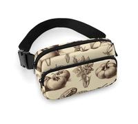 Waist Pack for Women Crossbody Sketch Style VegetablesBelt Bag Zipper Pockets Adjustable Strap Waist Wallet Hip Pack for Traveling Cycling Running Hiking, style, 20x13cm