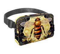 Waist Pack for Women Men, Outdoor Waist Bag Fanny Pack, Slim Running Belt Bum Bag for Walking Jogging Hiking Traveling Workout - Honey Bees Flying on Blossom Flowers