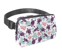 Waist Pack for Women Men, Outdoor Waist Bag Fanny Pack, Slim Running Belt Bum Bag for Walking Jogging Hiking Traveling Workout - Underwater Turtle with Corals Starfish