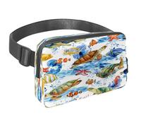 Waist Pack for Women Men, Outdoor Waist Bag Fanny Pack, Slim Running Belt Bum Bag for Walking Jogging Hiking Traveling Workout - Seahorse Turtle Starfish and Dolphin