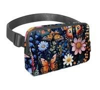 Waist Pack for Women Men, Outdoor Waist Bag Fanny Pack, Slim Running Belt Bum Bag for Walking Jogging Hiking Traveling Workout - Watercolor Wildflower Butterfly