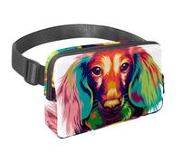 Waist Pack for Women Men, Outdoor Waist Bag Fanny Pack, Slim Running Belt Bum Bag for Walking Jogging Hiking Traveling Workout - Long Haired Miniature Dachshund Dog