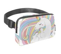 Waist Pack for Women Men, Outdoor Waist Bag Fanny Pack, Slim Running Belt Bum Bag for Walking Jogging Hiking Traveling Workout - Sleeping Unicorn