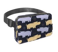 Waist Pack for Women Men, Outdoor Waist Bag Fanny Pack, Slim Running Belt Bum Bag for Walking Jogging Hiking Traveling Workout - Cartoon Hippos Pattern
