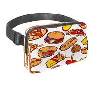 Waist Pack for Women Men, Outdoor Waist Bag Fanny Pack, Slim Running Belt Bum Bag for Walking Jogging Hiking Traveling Workout - Fast Food Hambourg Pizza Drinks