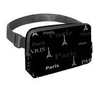 Waist Pack for Women Men, Outdoor Waist Bag Fanny Pack, Slim Running Belt Bum Bag for Walking Jogging Hiking Traveling Workout - Paris and Eiffel Tower on Black