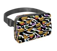 Waist Pack for Women Men, Outdoor Waist Bag Fanny Pack, Slim Running Belt Bum Bag for Walking Jogging Hiking Traveling Workout - Pizza Hamburger and French Fries