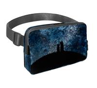 Waist Pack for Women Men, Outdoor Waist Bag Fanny Pack, Slim Running Belt Bum Bag for Walking Jogging Hiking Traveling Workout - Two Dogs Sitting on Hill at Starry Night