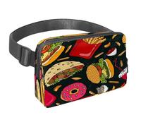 Waist Pack for Women Men, Outdoor Waist Bag Fanny Pack, Slim Running Belt Bum Bag for Walking Jogging Hiking Traveling Workout - Burger Cola French Fries Falafel Pita